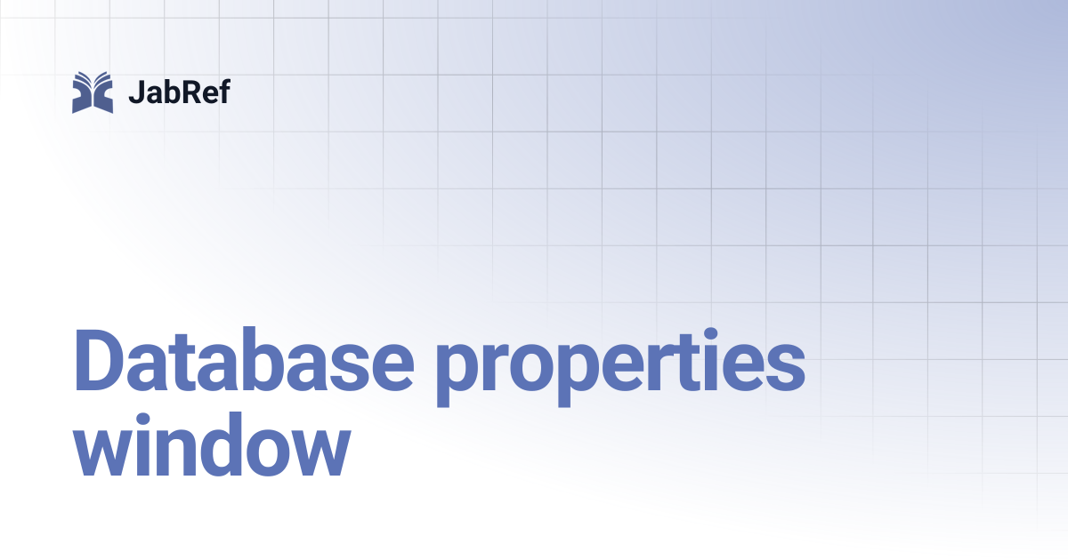 Database properties window | v4 | JabRef