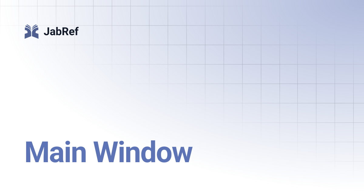 Main Window | v5 | JabRef