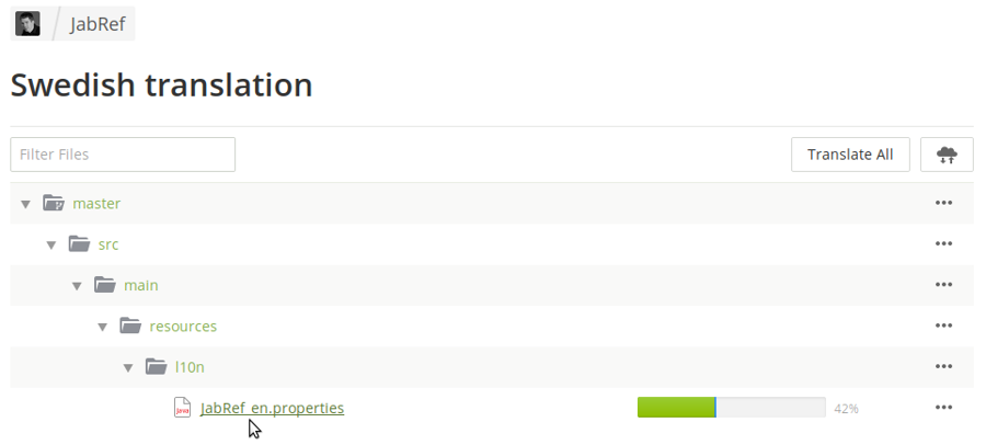 Screenshot of Crowdin select file page
