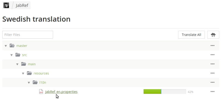 Screenshot of Crowdin select file page