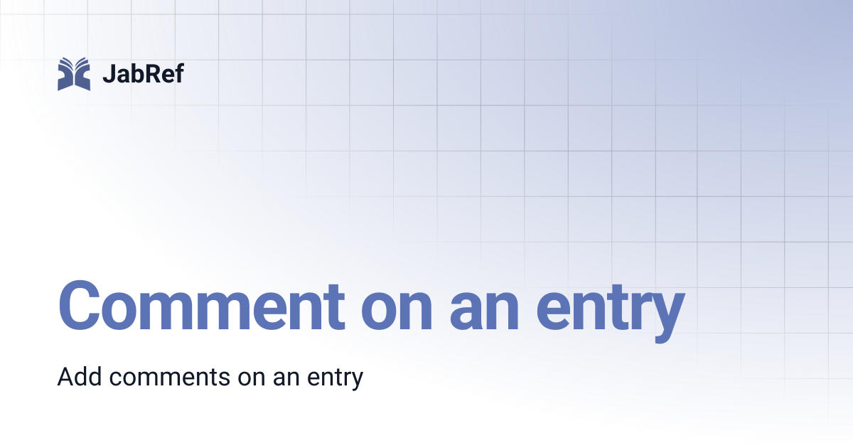 Comment on an entry | JabRef